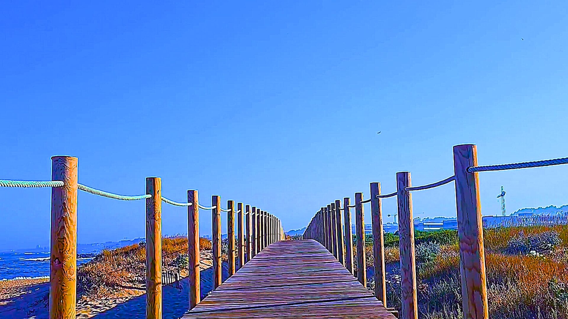 Coastal trail by the beach in Vila Nova de Gaia