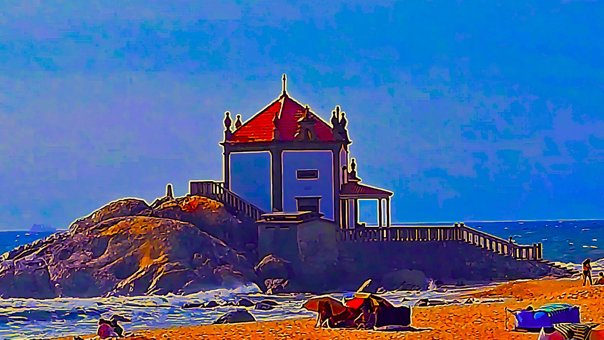 Senhor da Pedra Chapel by the beach in Miramar, Vila Nova de Gaia