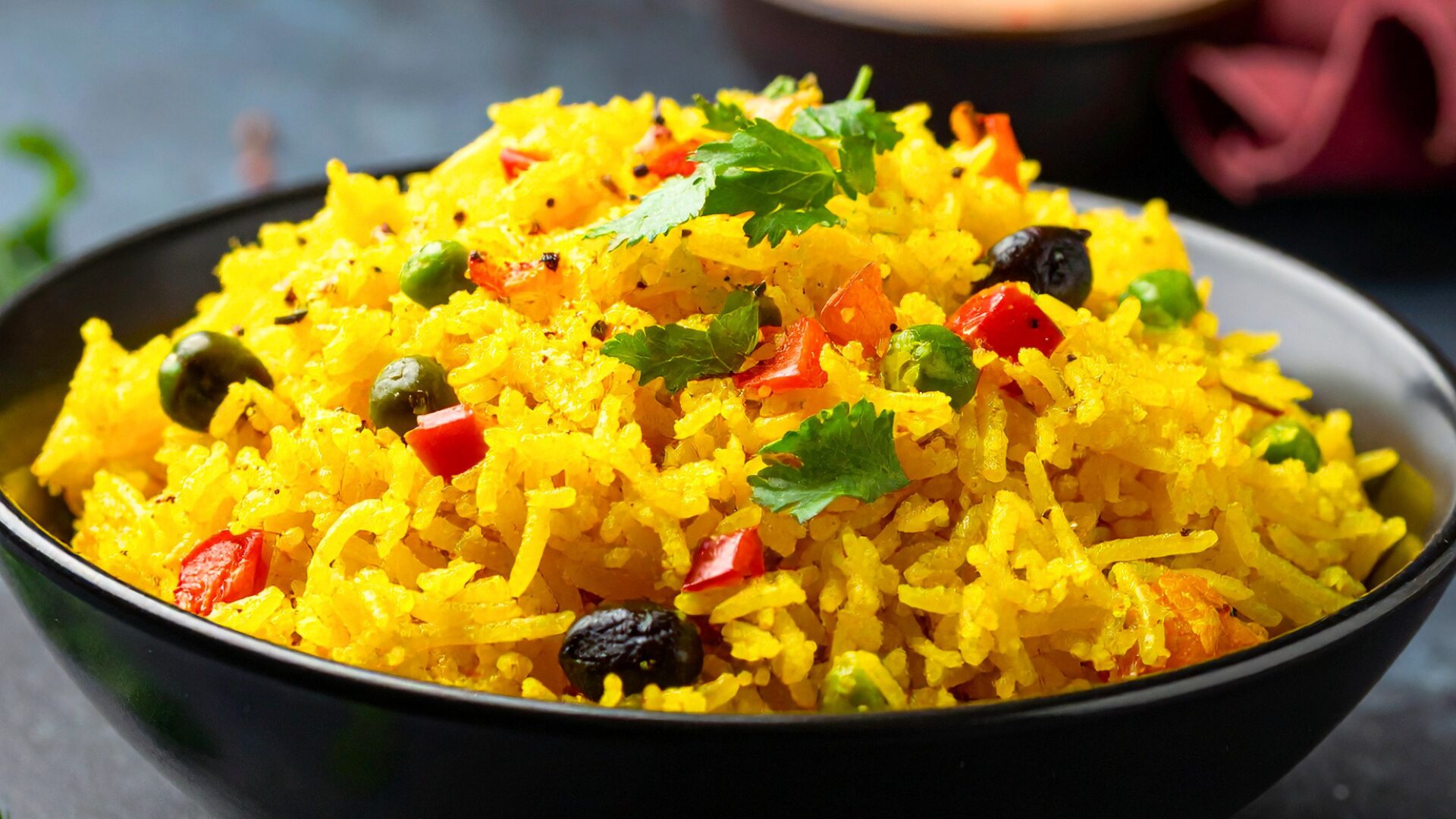 Portuguese yellow rice served as a side dish