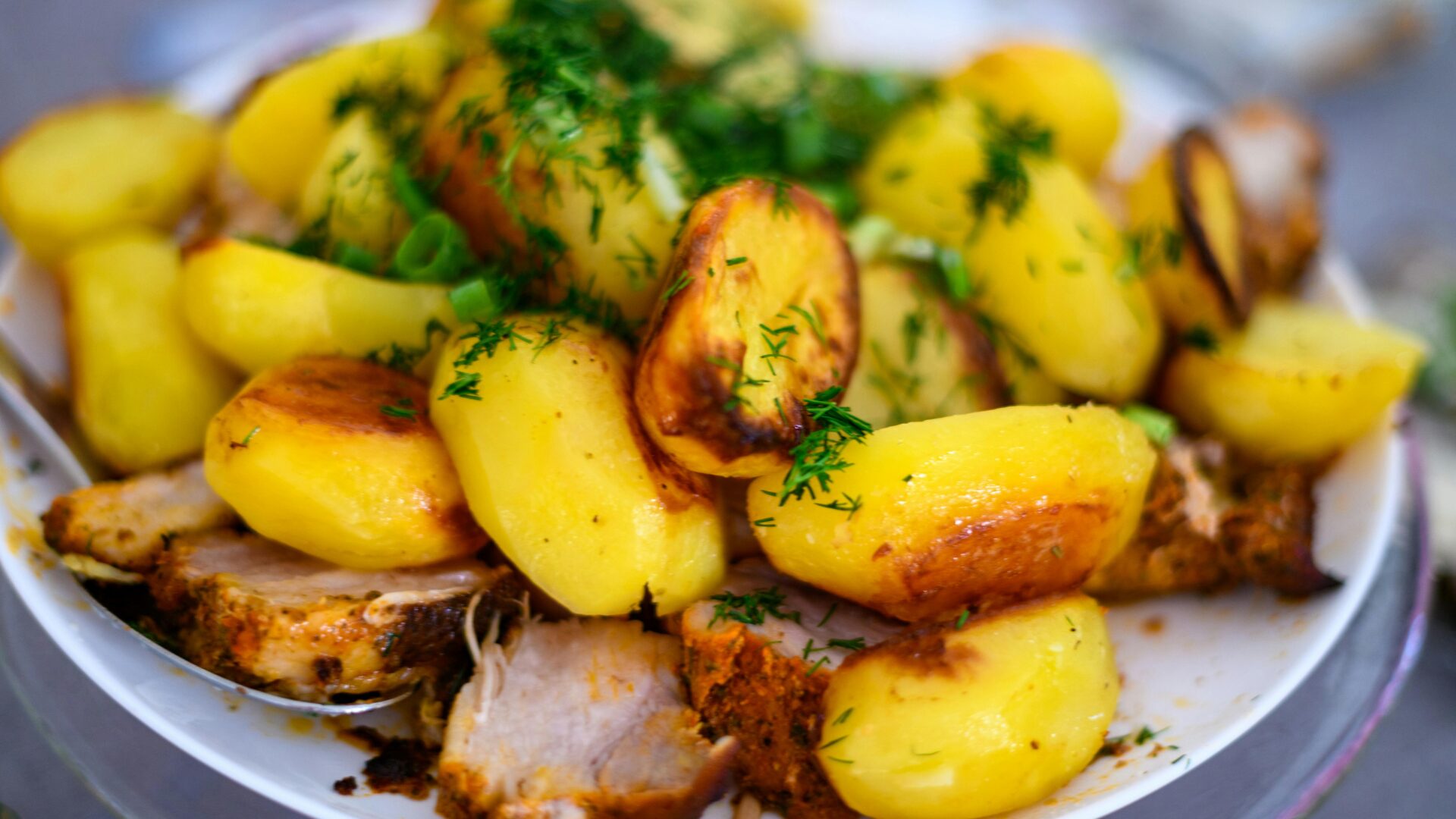 Roasted meat with potatoes, a traditional Portuguese meal