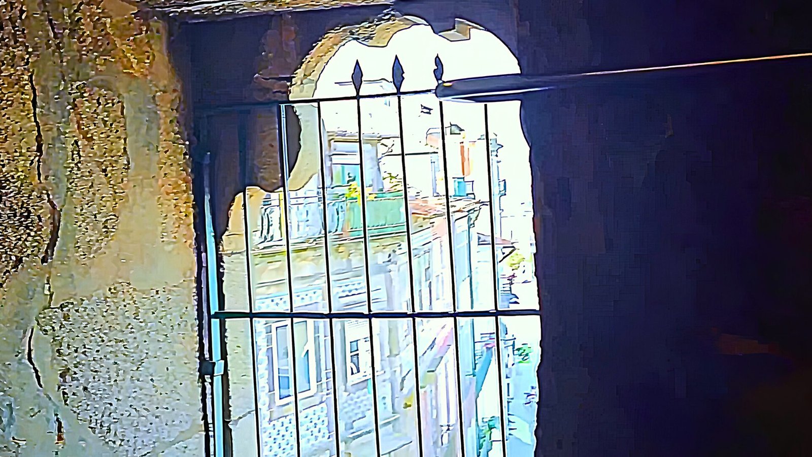 Window view inside Clérigos Tower