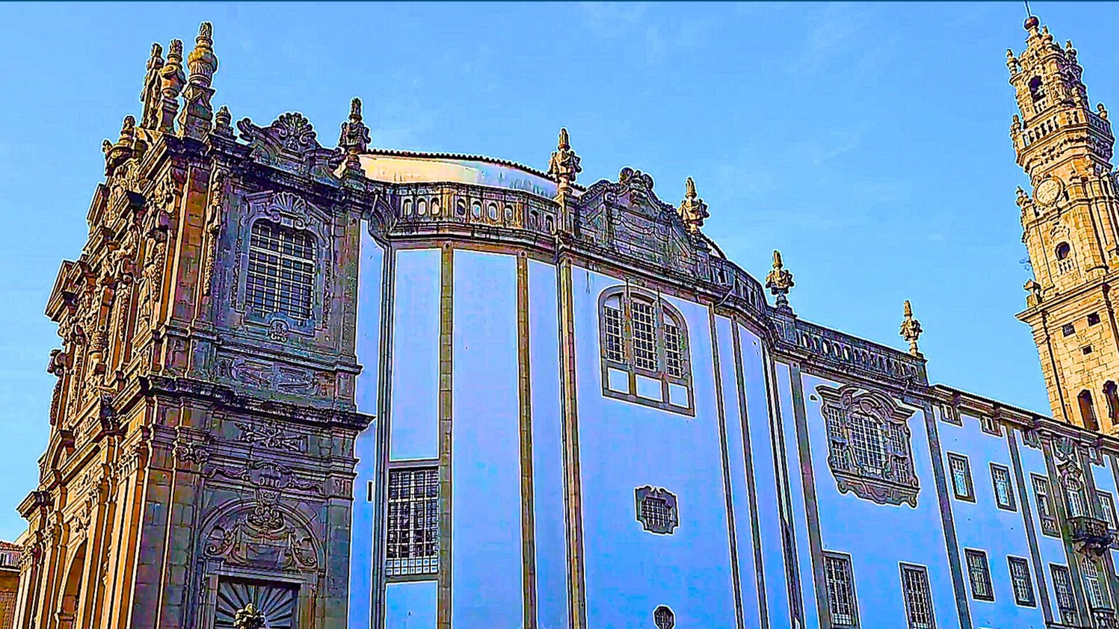 Architecture around Clérigos in Porto