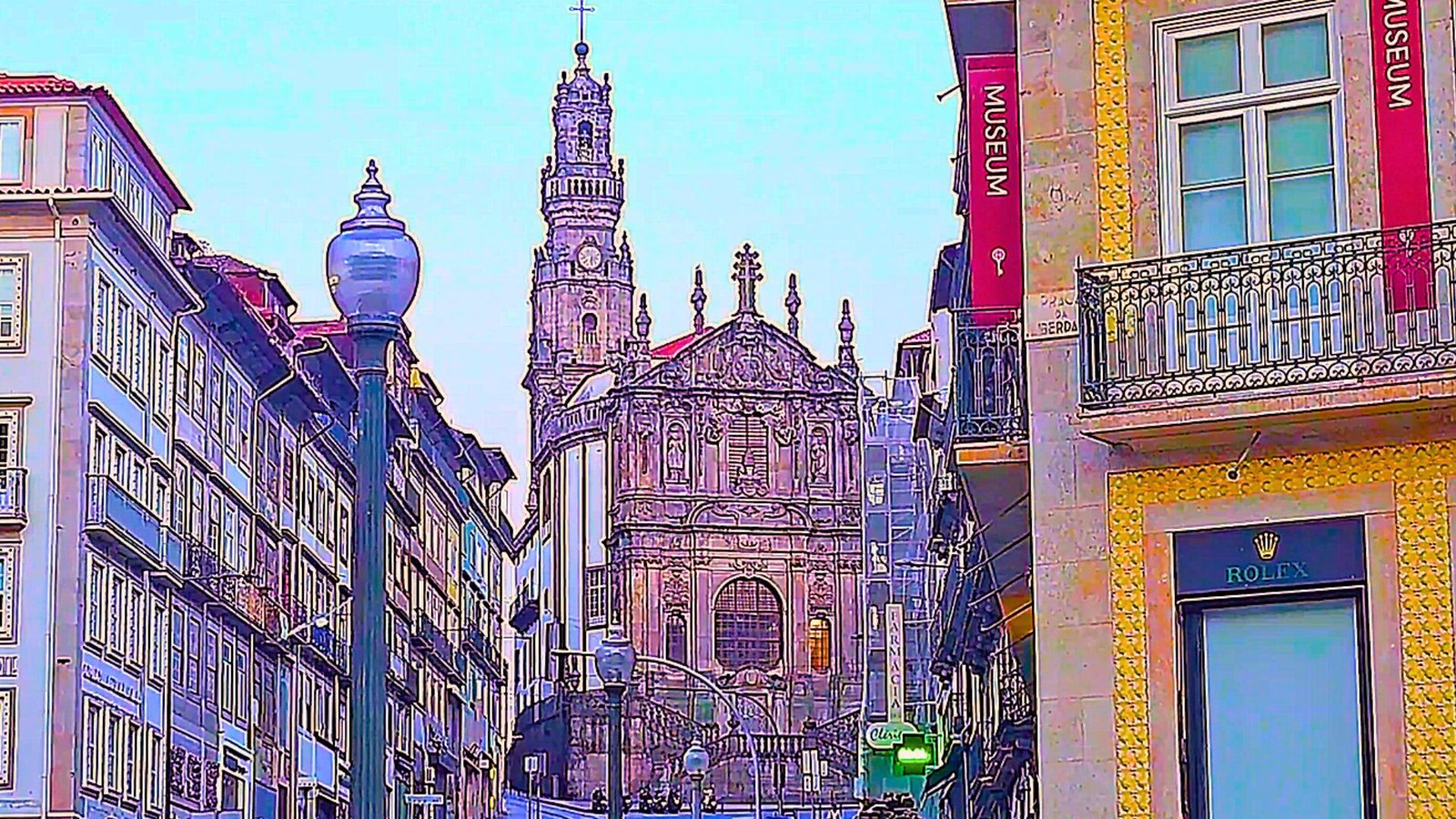 View towards Clérigos Church in Porto