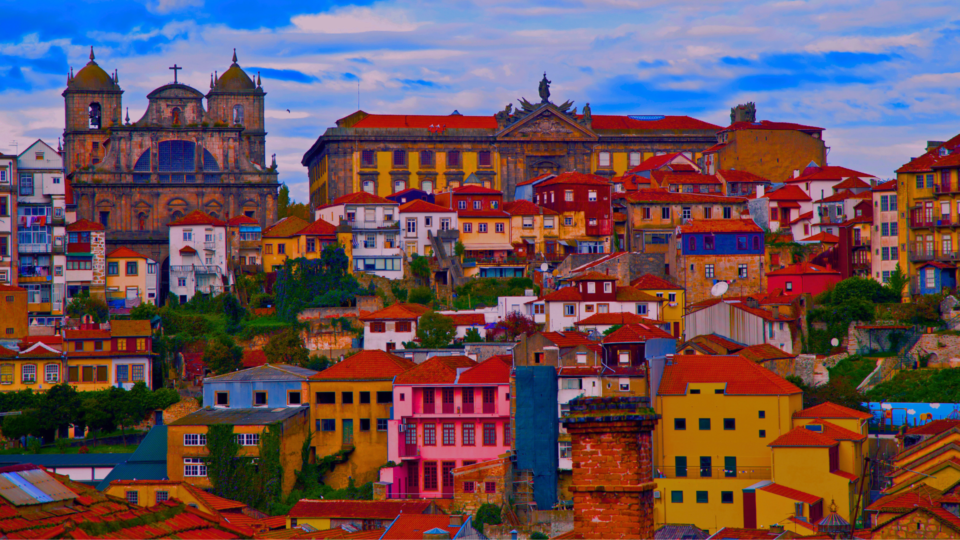 Colourful houses in Porto
