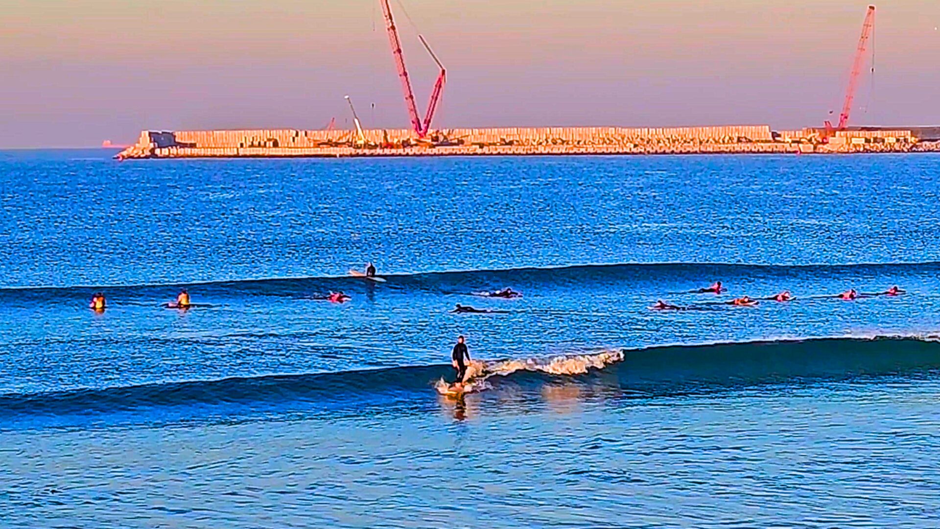 Surfers in the sea near Porto
