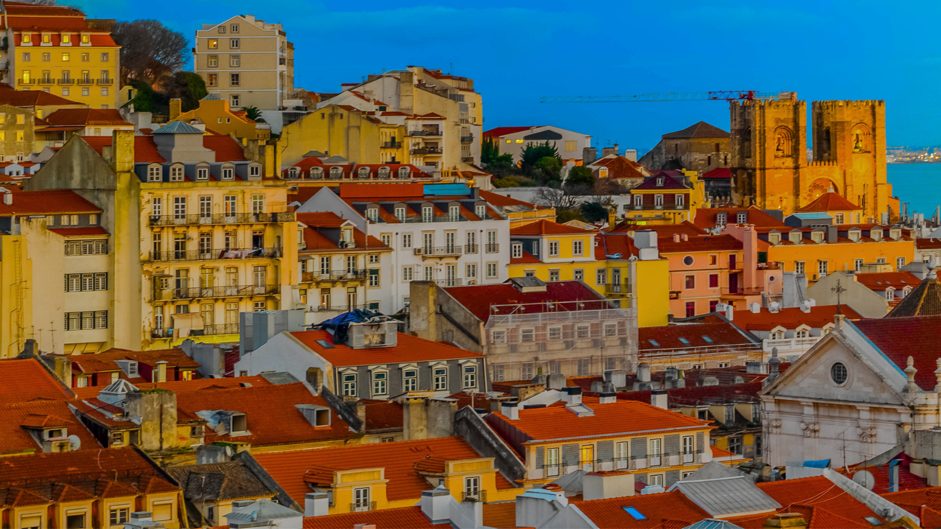 Old street and houses in Porto