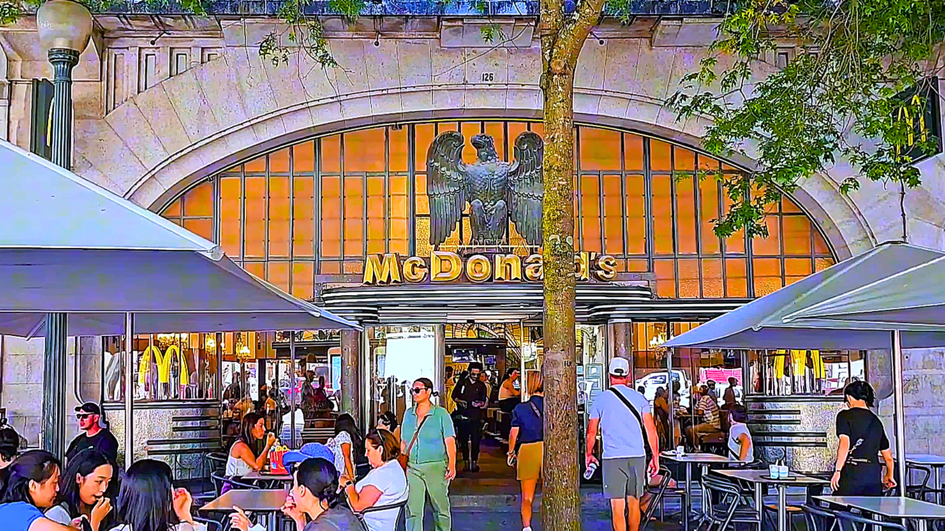 Historic exterior of McDonald’s on Avenida dos Aliados in Porto