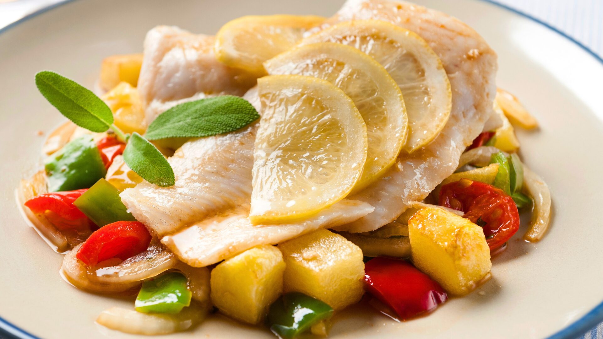 Pescada com todos, a traditional Portuguese hake dish with vegetables