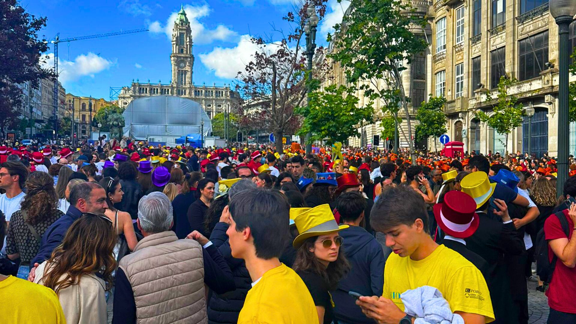 Students celebrating Queima das Fitas in Porto