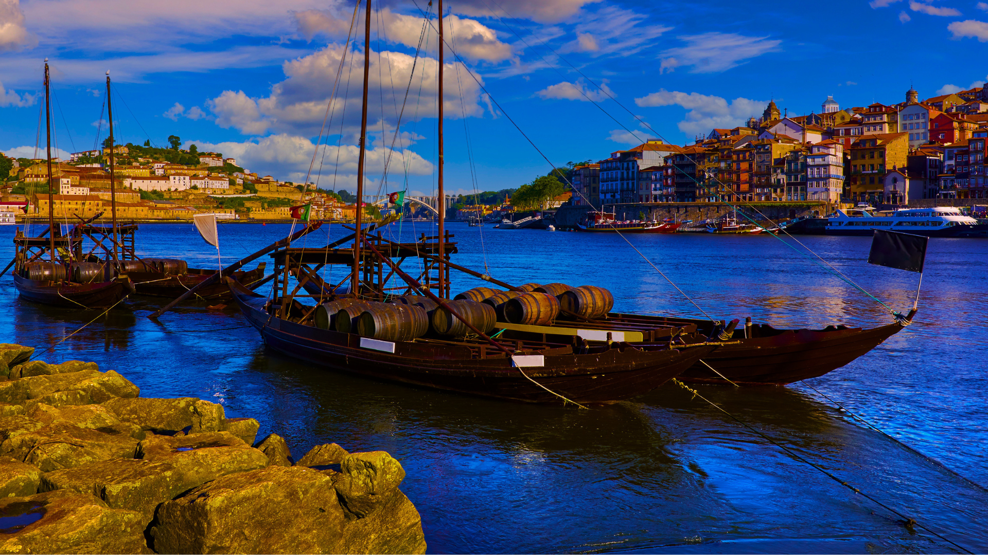 Traditional rabelo boat on the Douro River in Porto