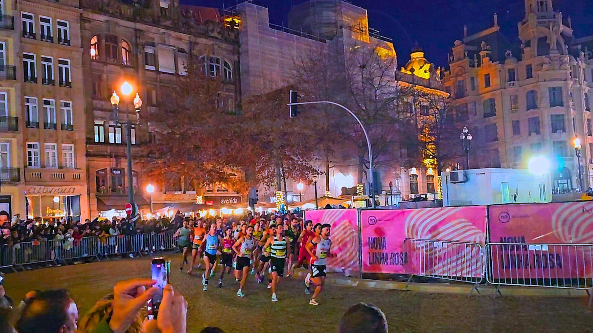 Runners at São Silvestre in Avenida dos Aliados in Porto