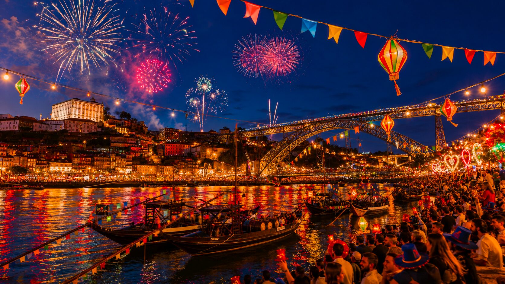 São João celebration by the Douro River in Porto