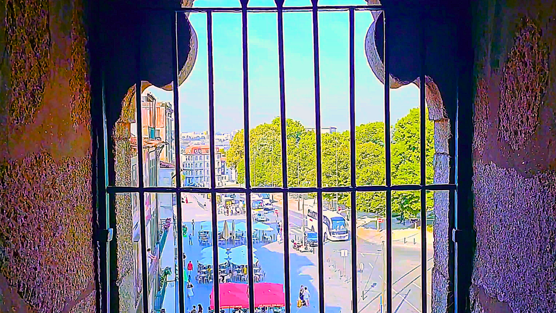 View from inside Clérigos Tower